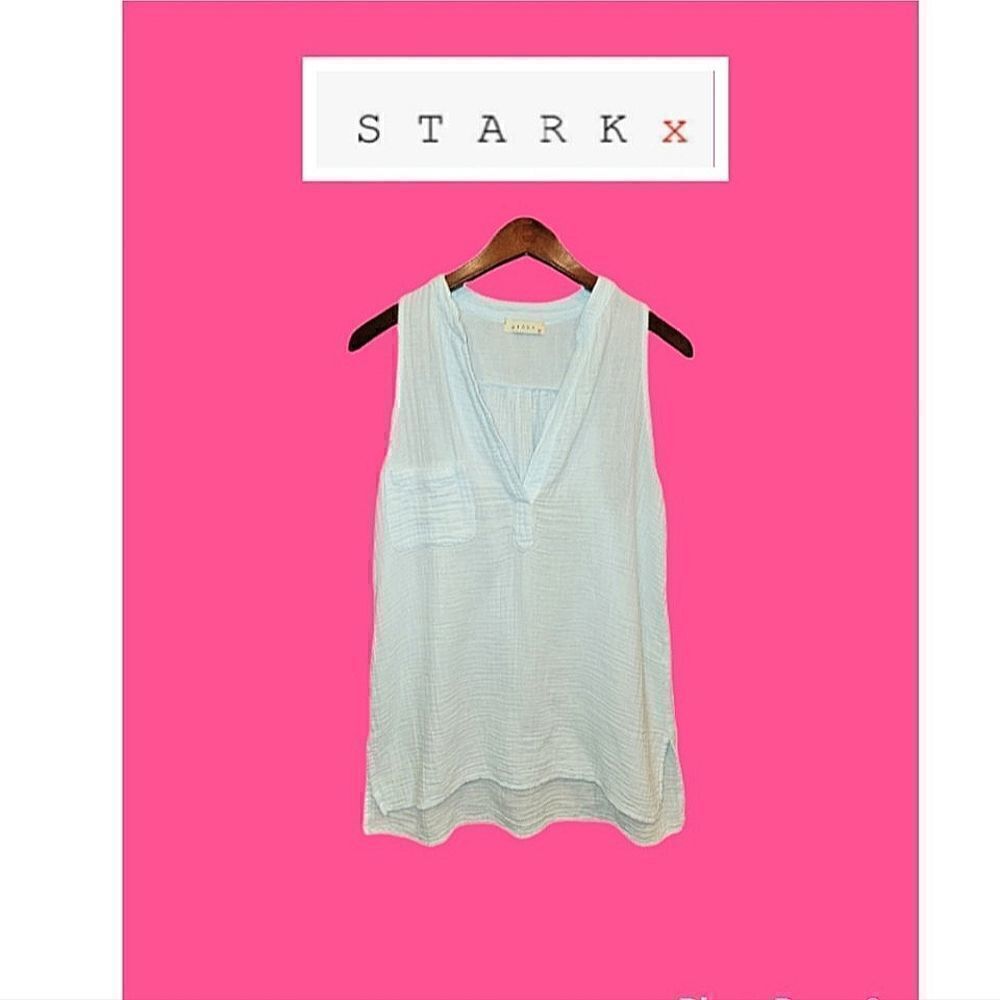 NWOT Stark X Light Blue Sleeveless Tunic Top Gauzy 100% Cotton S
